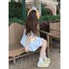 Niche designer blue sleeveless vest dress girl new summer women's clothing small high skirt