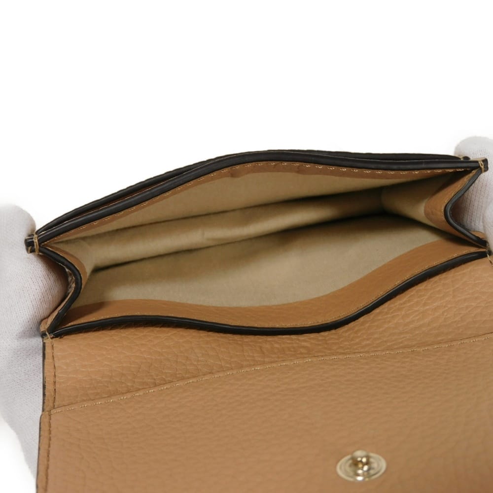 Used 9656 Alphabet Card Holder CHC21WP015F57 7946 Current Pastel Unused Logo Medal Charm Muted Brown Women's from Japan