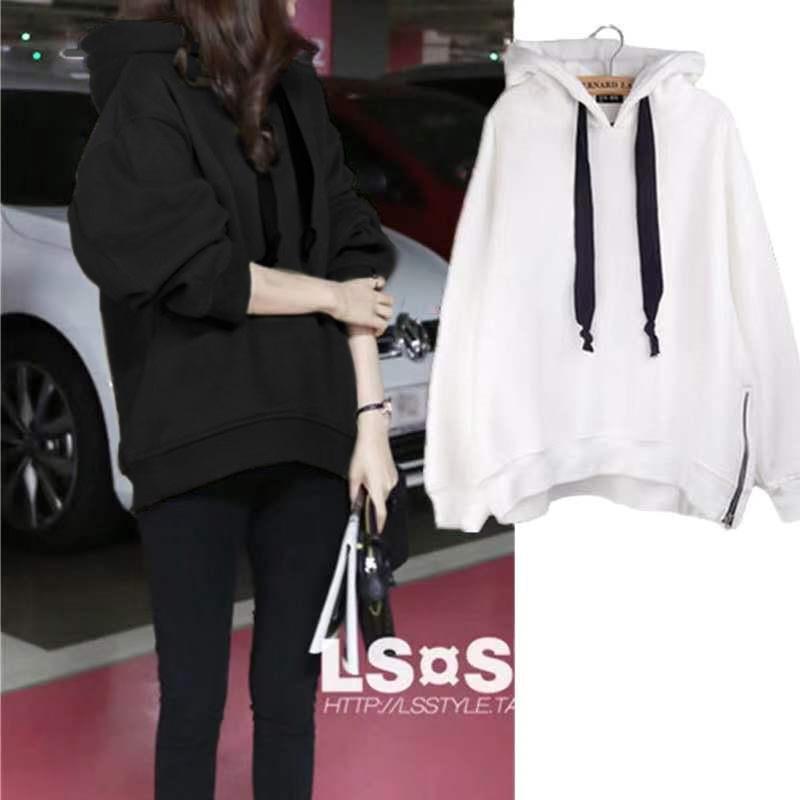 Женский флисовый худи с капюшоном и длинным рукавом свободного кроя в корейском стиле на осень/зиму 2023