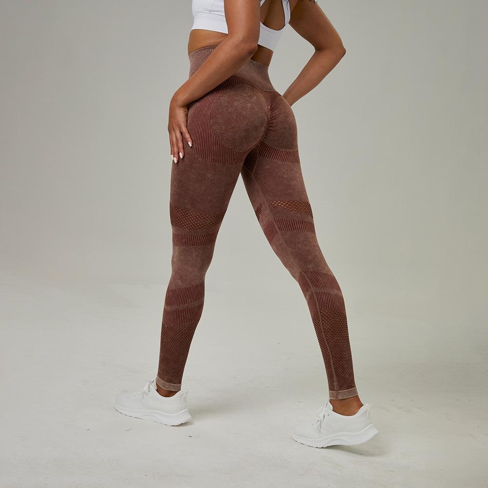 Бесшовные штаны для йоги с высокой талией - женские спортивные леггинсы персикового цвета с эффектом матового покрытия