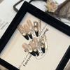 10Pcs Handmade Cat Eye Gradient Long Coffin Stiletto Press On Nails With Glitter Diamond Pearl Flower Bowknot Decorations
