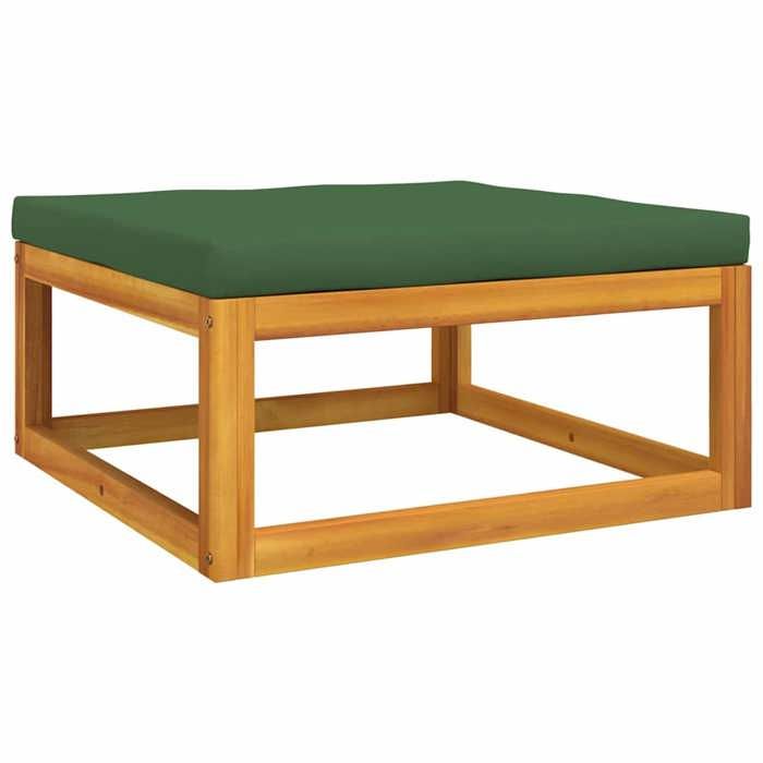 VidaXL Repose-pied de Jardin avec Coussin, Tabouret, Siège, Pouf, Meuble de Terrasse Patio Balcon Extérieur, Verts Bois 360022