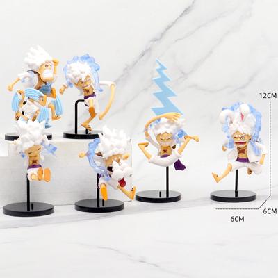 5 шт./комплект Фигурки Игрушки One Piece Gear 5 Ника Луффи Бог Солнца Q Версия ПВХ Фигурка Мультяшный Луффи Аниме Коллекция Модель Куклы Подарки