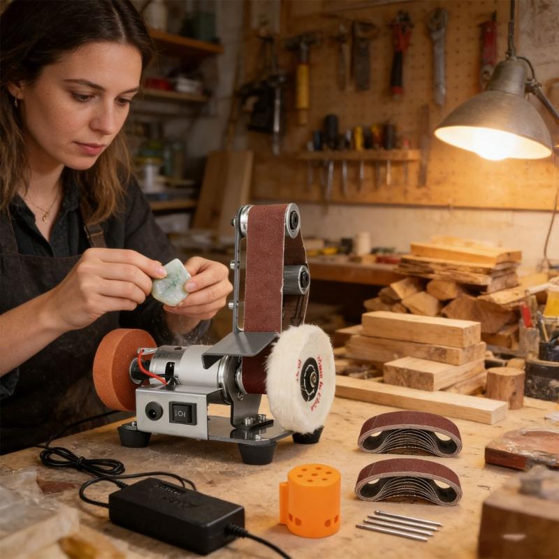 3 In 1 Mini Belt Sander Having 7 Speed Adjustable Polisher For Metal Wood Jewelry DIY Craft Projects Small And Practical Design