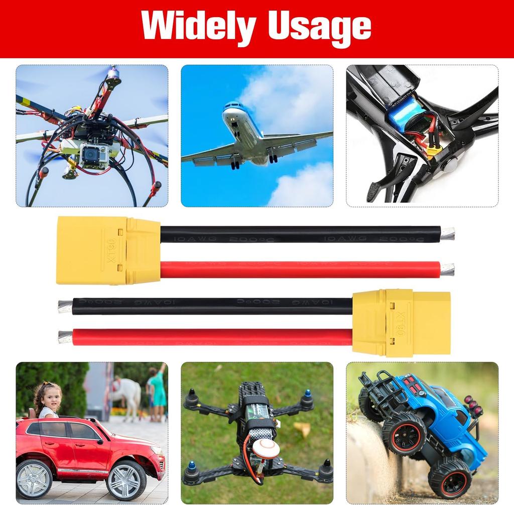 XT90 Plug Male Female Connector with Back Cover Wire Cable Connectors Adapter Terminal Plugs for RC Lipo Battery FPV Drone