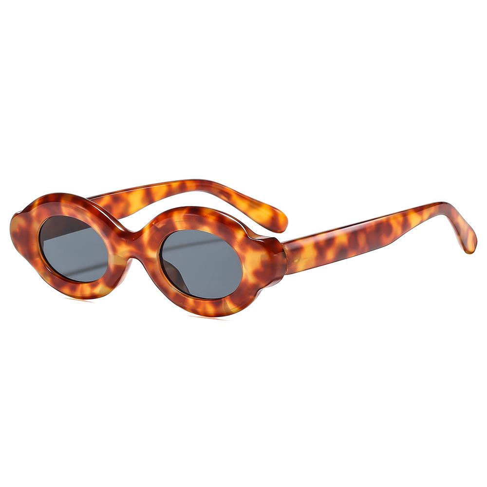 Thick frame bubble oval fashion contrasting color matching sunglasses men's and women's European and American versatile high-end inflatable sunglasses