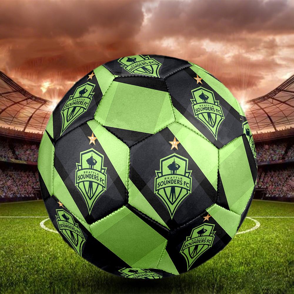 FC Seattle Sounders Soccer Ball, colorful, suitable for all ages, machine-stitched, PVC material, competition grade, durable and high bounce