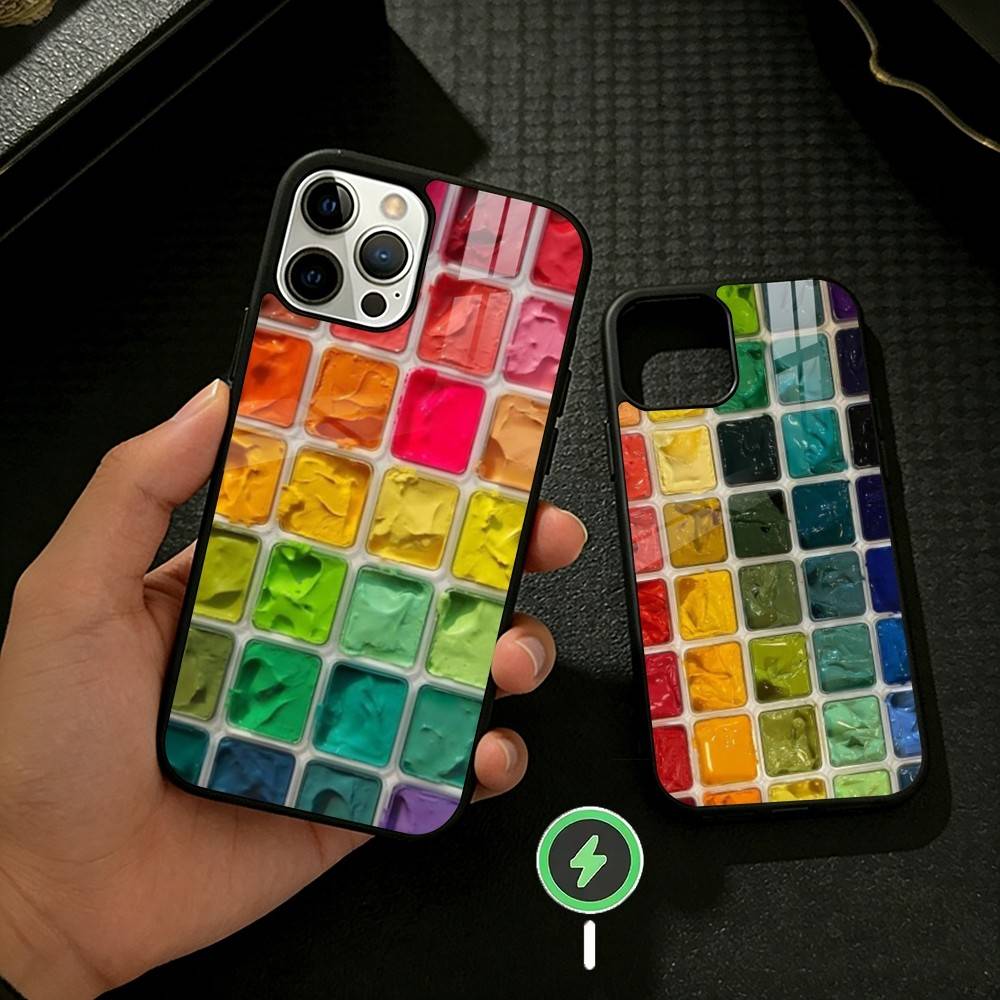 Набор Акварели Палитра Красок Чехол Для Телефона Для iPhone 17,16,15,14,13,12,Plus,Pro,Max Для Магнитной Беспроводной Зарядки