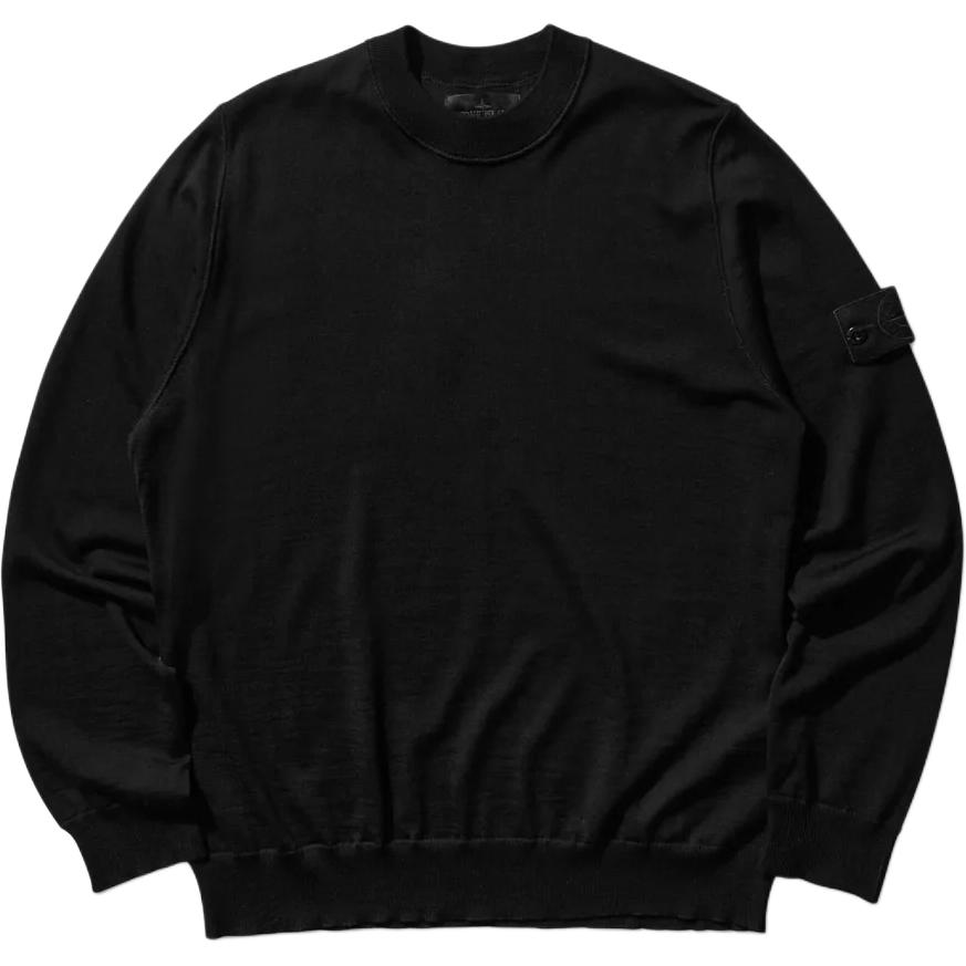STONE ISLAND Мужской свитер с длинным рукавом, однотонный, с круглым вырезом, черный K1S15-5100066-S00FC-V0029