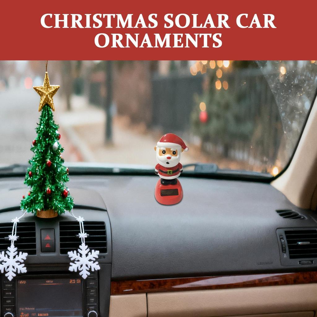 Solar Santa Claus Shaking Toy Car Dashboard Dancing Figure Toy Brown Creative Car Bobbleheads Decorative Ornament