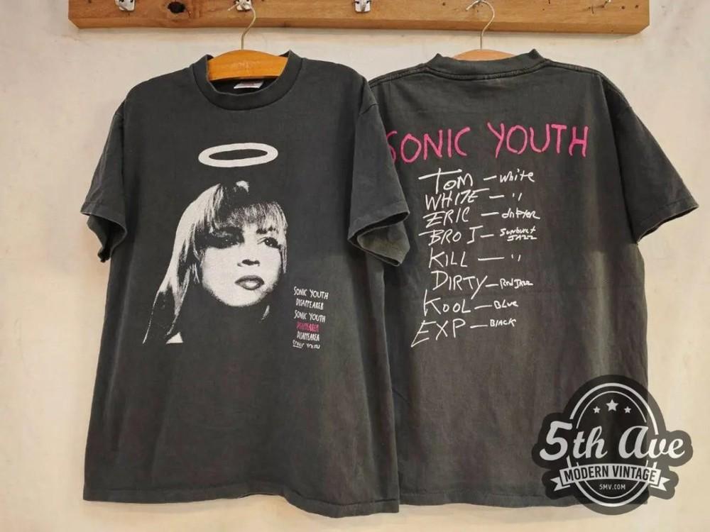 Футболка унисекс с графикой группы Sonic Youth, классический стиль, двусторонняя, черная, унисекс, WA3817