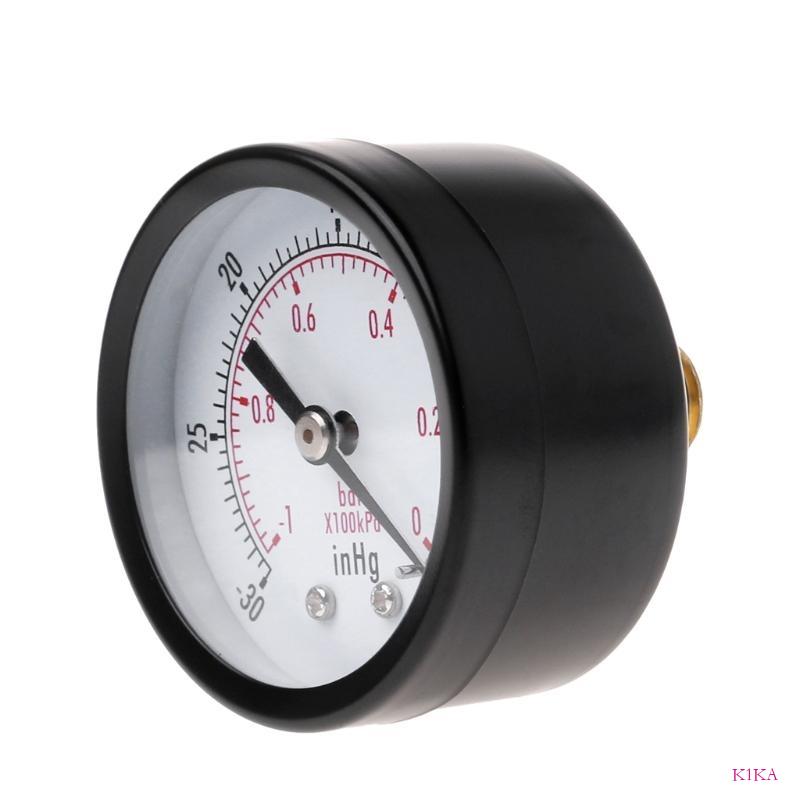 K1KA Vacuum Manometer Pressure Gauge 1/4" BSPT Thread Sturdy for Case 0~-30inHg 0~-1b