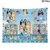 Bluey Cartoon Wall Tapestry Aesthetic Wall Hanging Printed Fabric Blanket Decorative Tapestries for Bedroom Living Room Home Decor