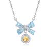 Women's S925 Sterling Silver Bow Knot Necklace Natural Amethyst Citrine Zircon Enamel Clavicle Chain Jewelry
