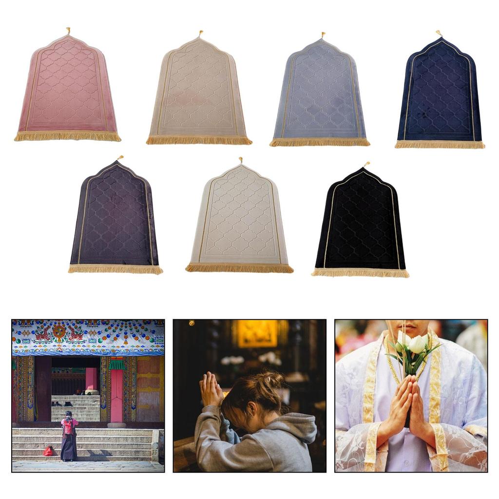 Молитвенный коврик для Рамадана, подарки, портативный, для мужчин, женщин, детей, толстые свадебные принадлежности с кисточками, дорожный молитвенный коврик, исламский молитвенный коврик