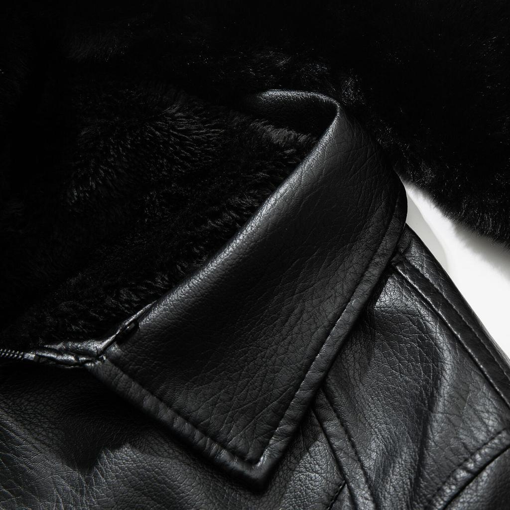 Кожаная куртка с большим меховым воротником от папы, зимняя, утолщенная, из бархата, высококачественная, для мужчин среднего и пожилого возраста, брендовая