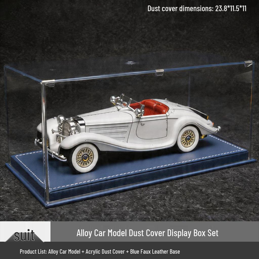1/24 Mercedes-Benz 500K Модель автомобиля из легкого сплава со звуком и светом: Классический ретро-украшение с откидной крышкой, подарочная коробка к празднику середины осени