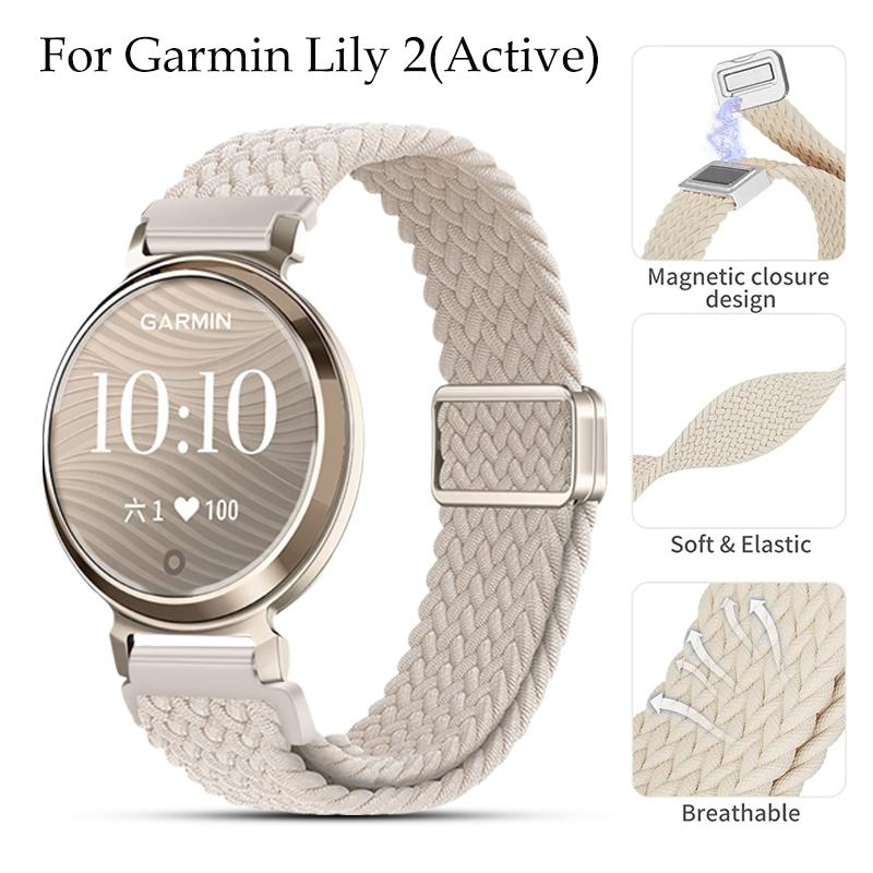 Ремешок для часов Garmin Lily2 Магнитный сменный для умных часов Нейлоновый ремешок для Garmin Lily2 Active 14 мм Дышащий браслет