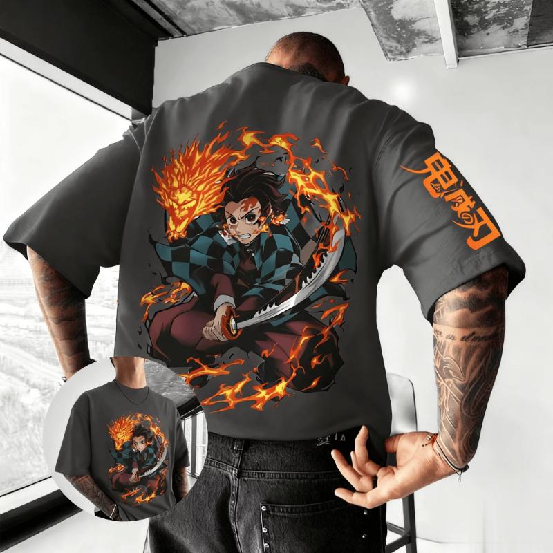 Unisex Summer Oversized Demon Slayer Anime Graphic T Shirt Man Women Short Sleeve Tee Cotton Streetwear Casual Tops Fashion Y2k
