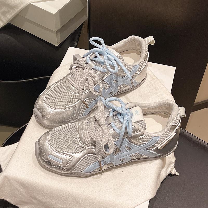 Summer fashion mesh breathable German training shoes women's 2025 new lace-up heightening sports and leisure versatile Forrest Gump shoes