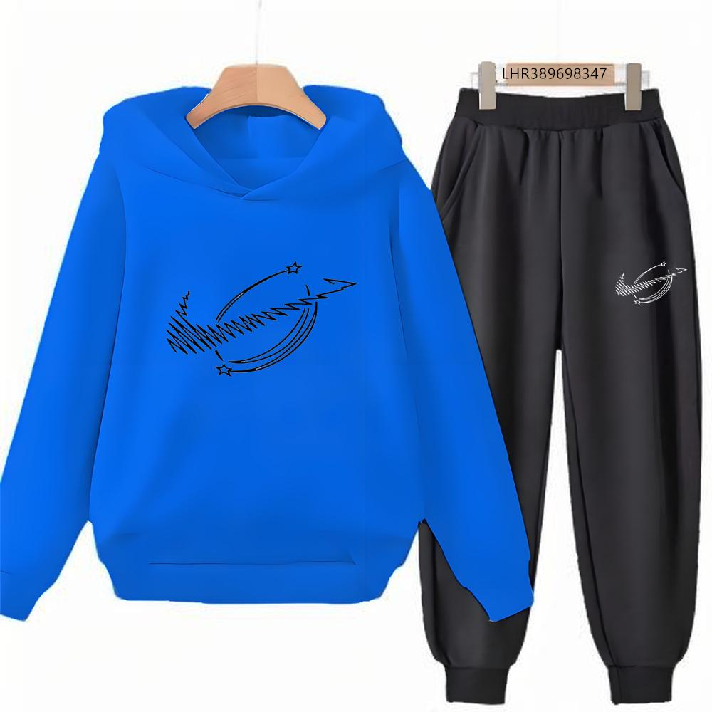 Kids Autumn Hoodie Sports Pullover 3-12Years Coat Sweatshirt+Trousers Black Boy Girl Red Birthday Gift Clothes Leisure Set