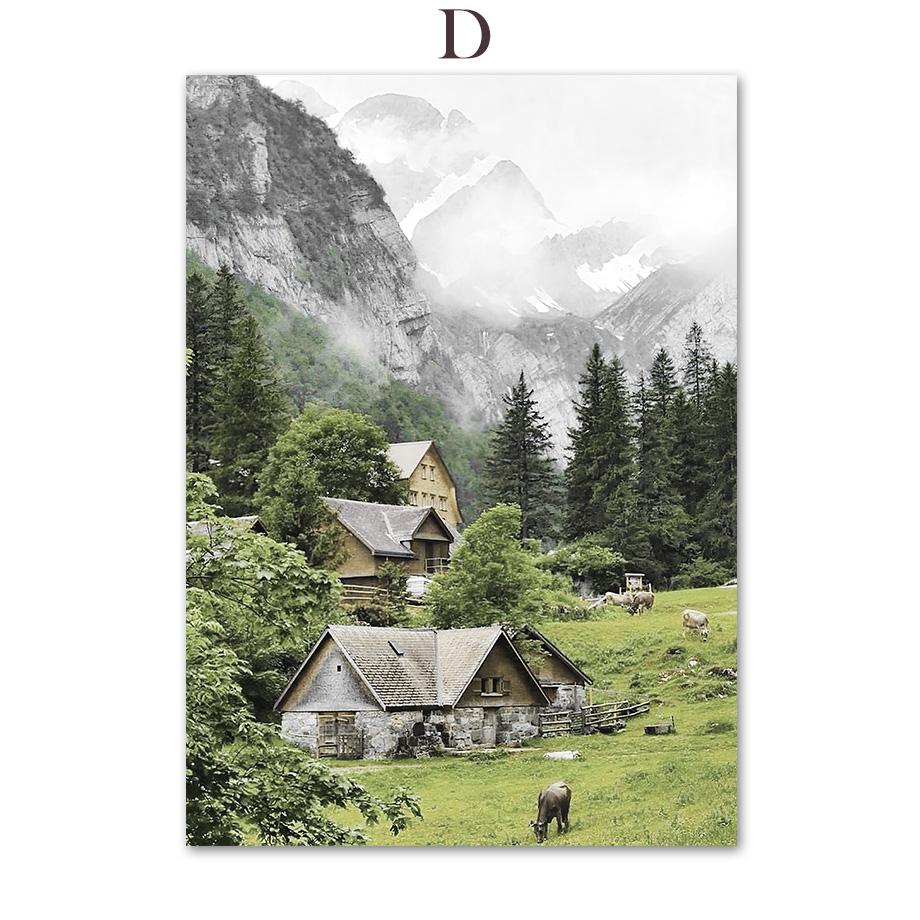 Green Mountain Dandelion Bike Grass Leaf Wall Art Canvas Painting Nordic Posters And Prints Wall Pictures For Living Room Decor