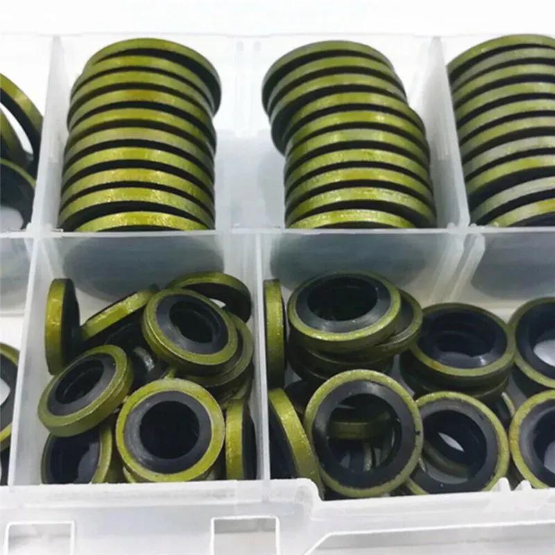 100/150/240pcs Bonded Washer Metal Rubber Oil Drain Plug Gasket Fit M6 M8 M10 M12 M14 M16 Combined Washer Sealing Ring