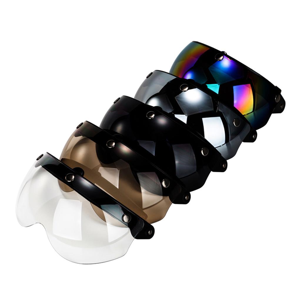 Universal Motorcycle Retro Pilot-Style Standard 3 Snap-Button Visor Flip Up Down Open Face Helmet Wind Shield Durable