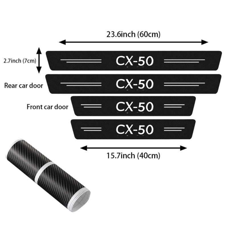Carbon Fiber Car Threshold Stickers Door Sill Anti-stepping Protector for Mazda CX-50 Logo Trunk Bumper Anti Scratch Tape Decals vplrc44