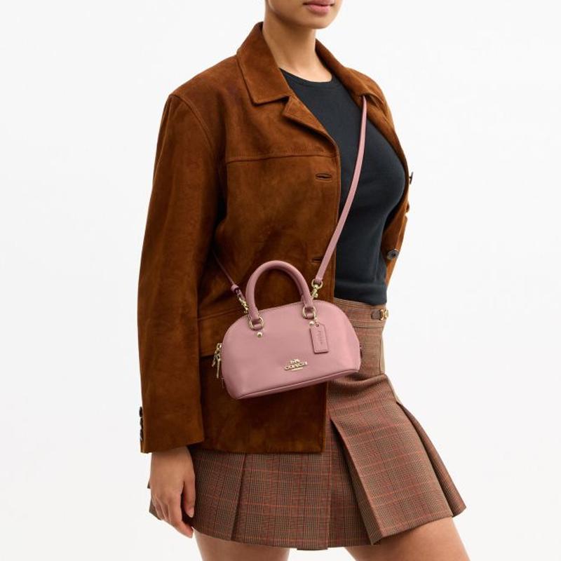 Coach СУМКА LARA 22 застежка-молния по периметру кожаная женская наплечная мини-сумка розовая