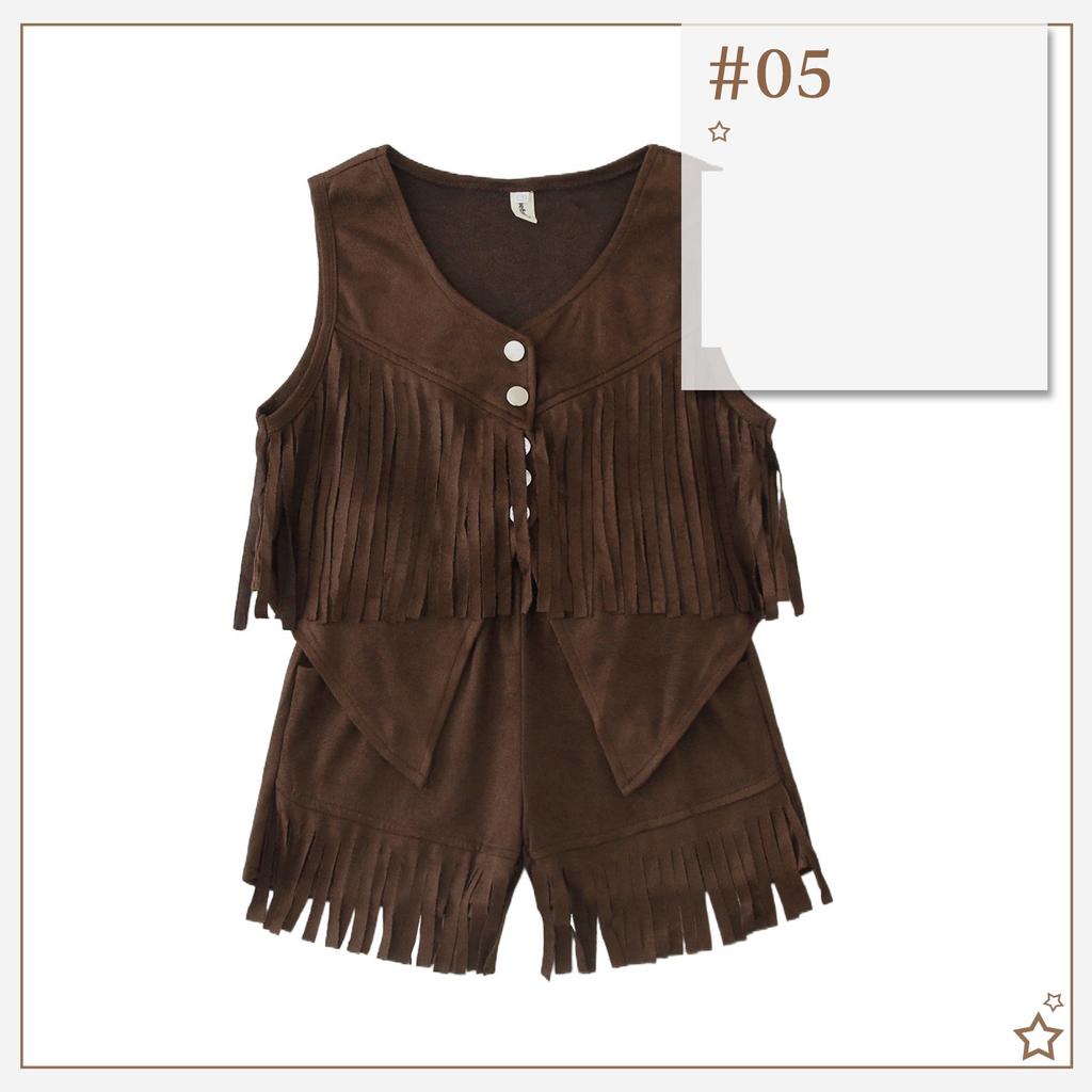Carnival Girl Costume Set, Fringed Deer Fur Vest, Western Hippie Shorts, Ethnic Performance Wear