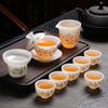 High-grade ice seed jade porcelain tea set merchandise souvenir business company high-end gifts can be done
