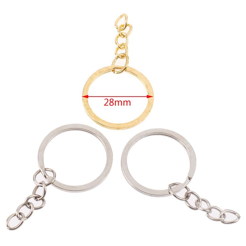 20 шт./лот 28 мм длина брелок для ключей золото серебро цепи круглый брелок