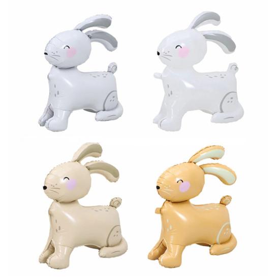 Rabbit Balloon Party Themed Scene Layout Lovely Cartoon Animal Inflatable Toy Ornament 4D Standing Easter Bunny Aluminum Foil Balloon Party Decoration