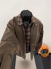 American Streetwear Trendy Patchwork Color Block Couple Autumn Padded Lapel Jacket