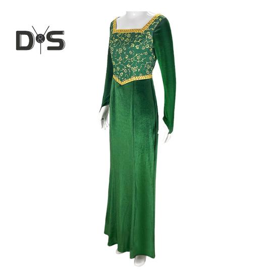 Princess Style Dress Stage Show Performance Cosplay Costume Dress Floral Print A-line Long Sleeve Maxi Dress Square Neck Wedding Graduation Cocktail