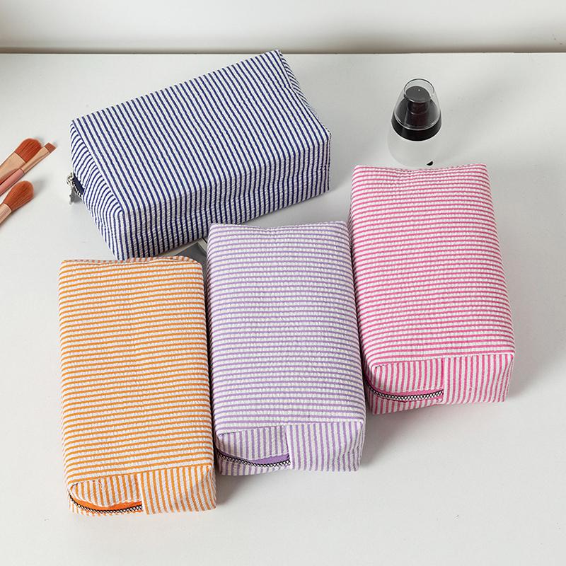 Свежая Простая Полосатая Косметичка Большой Вместимости Сумка для Макияжа Пенал Дорожные Сумки для Туалетных Принадлежностей Косметичка для Хранения Туалетных Принадлежностей