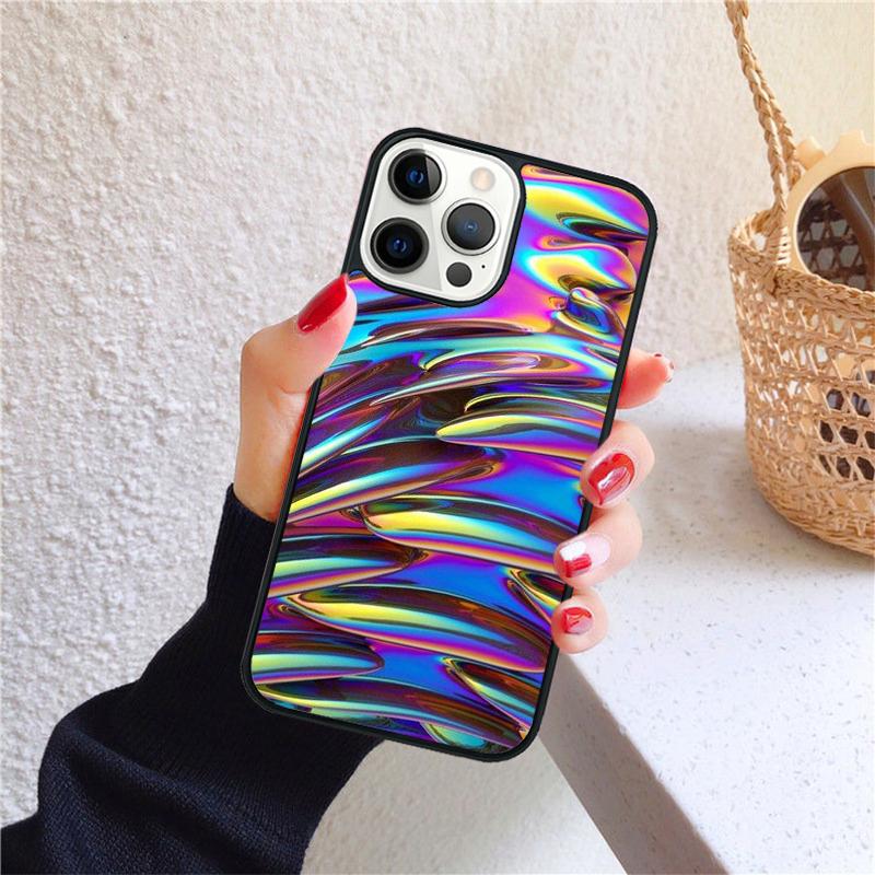 Психоделический голографический чехол для телефона iPhone 17 Air 16 Coque 15 14 12 13 PLUS 11 PRO MAX Задняя крышка Fundas
