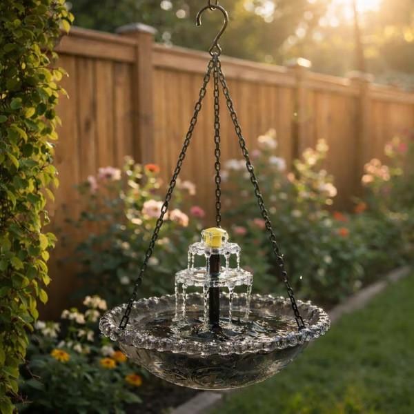 Bird Feeder And Bird Bath Hanging Decor With Automatic Feed System For Garden And Balcony