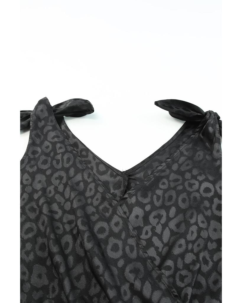 Azura Exchange Leopard Print Satin Tie Shoulder Bodysuit