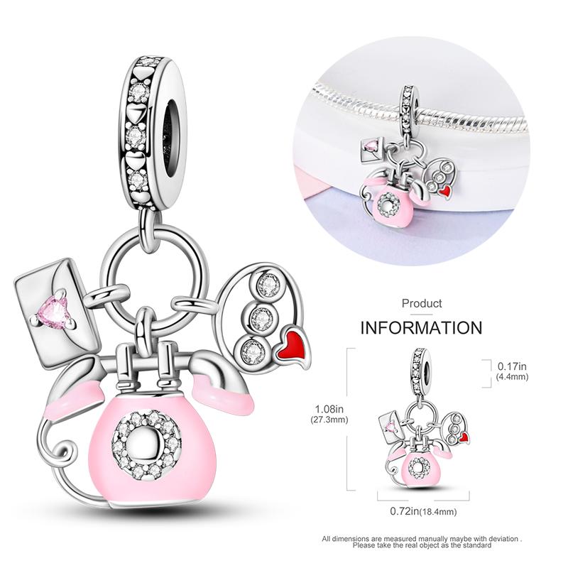 New Copper Bow Star Love Pink Series Charm Beads Suitable For 3Mm Original Bracelet Diy Fashion Jewelry Gift