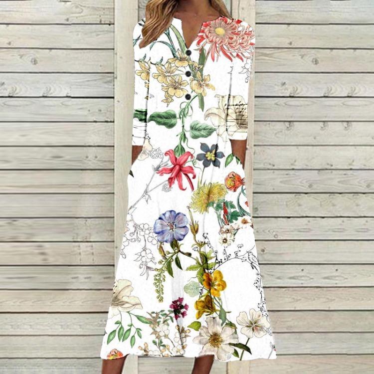 Женское осеннее платье макси с принтом, длинный рукав, открытая грудь, юбка