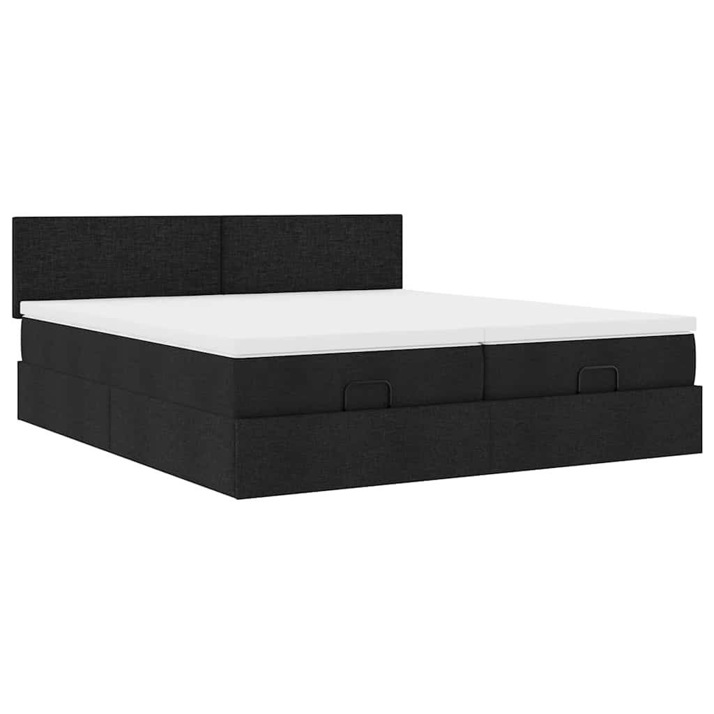 Ottoman Bed with Mattresses & LEDs Black 180x200 cm Fabric