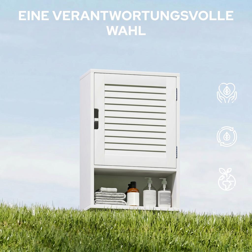 Bathroom Cabinet, Wall Mounted Storage Cabinet with Adjustable Shelves, 40 x 20 x 60 cm, White