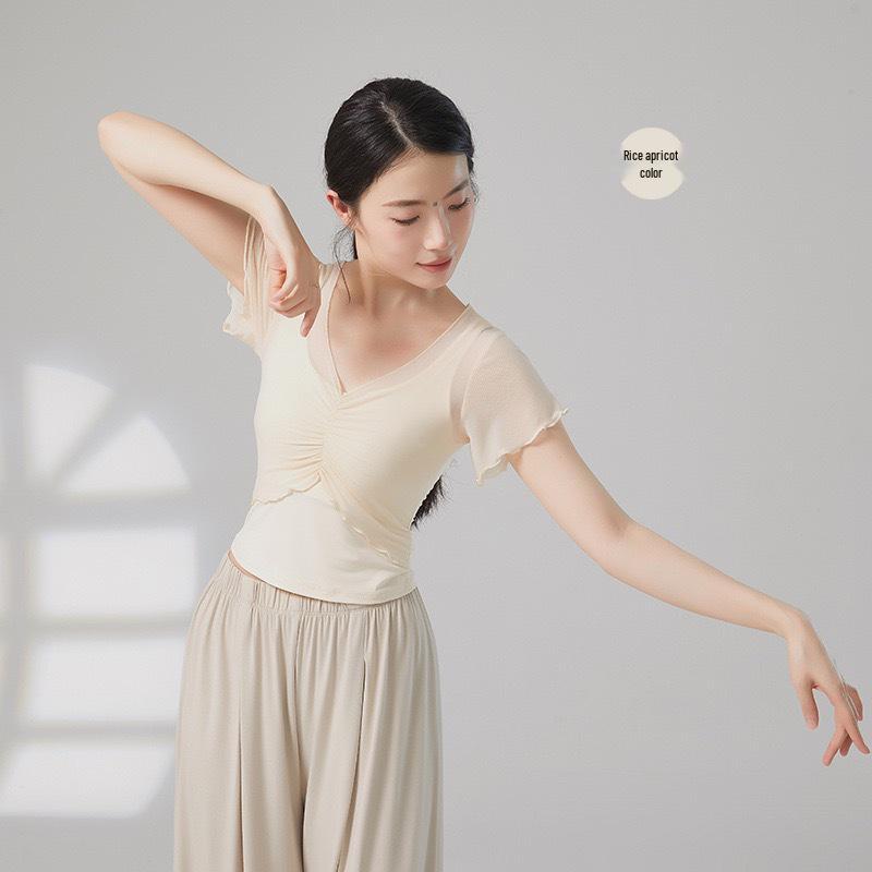 Женский топ с коротким рукавом для современного танца