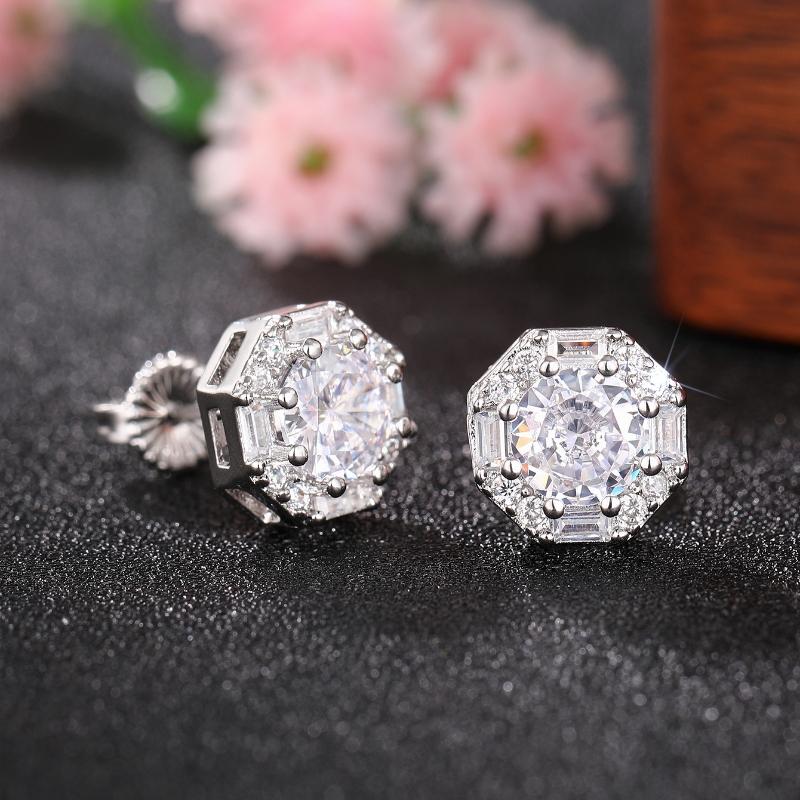 Xiaomi Huitan Hexagonal Stud Earrings Sparkling Ear Stud for Women Dazzling Crystal CZ Luxury Trendy Geometric Earrings New Jewelry