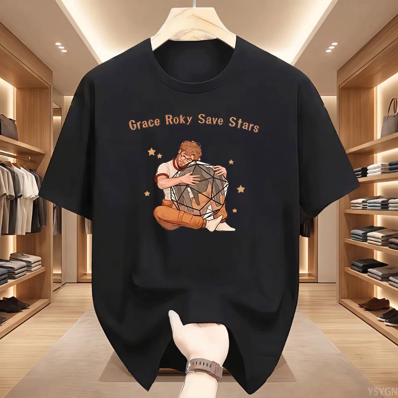 Grace Roky Save Stars Graphic T Shirts Unisex Unisex Project Hail Mary Tshirt Book Lover Printed Tshirt Cotton Short Sleeve Tees