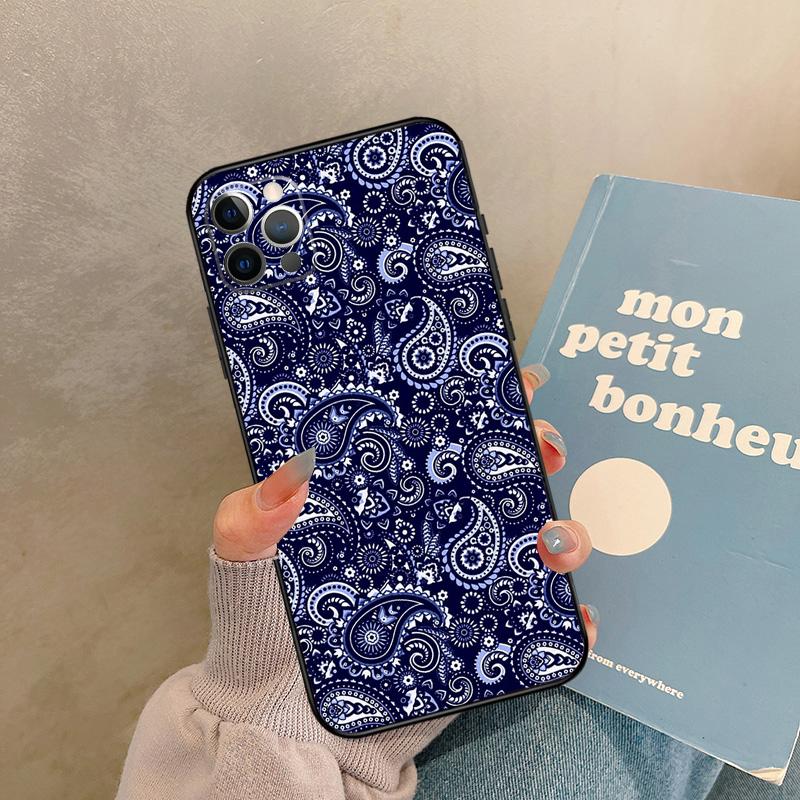 Чехол с бесшовным узором «бандана» для iPhone 17 Air 15 14 13 12 11 16 Pro Max 13 mini XR 15 16 Plus 16e Задняя крышка