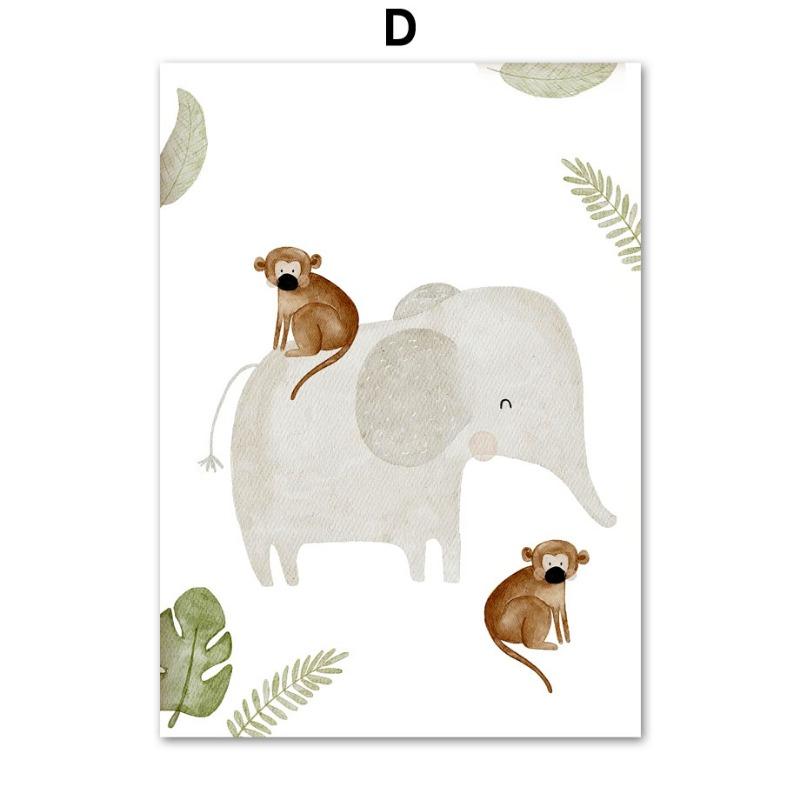 Бохо медведь слон кролик обезьяна воздушный шар настенное искусство холст картины скандинавские постеры и принты настенные картины декор детской комнаты для малышей