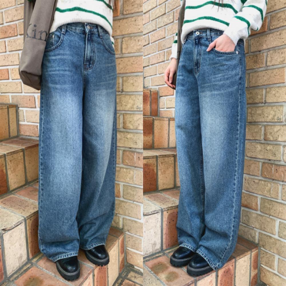 New ArrivalS Open Run Women S Trendy waShing Wide Fit Denim Medium Blue Mpn